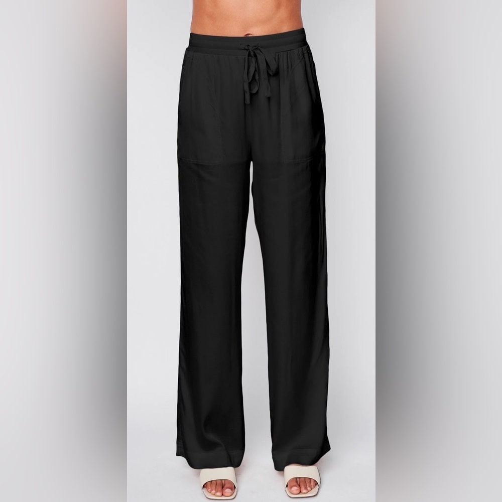 COSMO‎ SATIN Drawstring Pant NWOT black